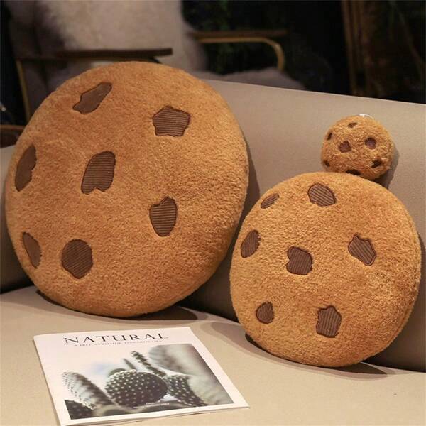 Chocolate Cookie Shaped Throw Pillow, Soft Round Food Decor Pillow For Floor, Sofa, Bedroom, Gift