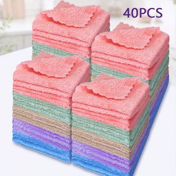 Set Of 20 Ultra-Soft Microfiber Towels - Quick-Drying, Absorbent Hand And Face Towels Suitable For Home Bathrooms, Made From Skin-Friendly Coral Fleece For